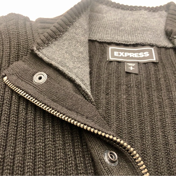 Men's Express Black Knit Cardigan - Picture 3 of 16